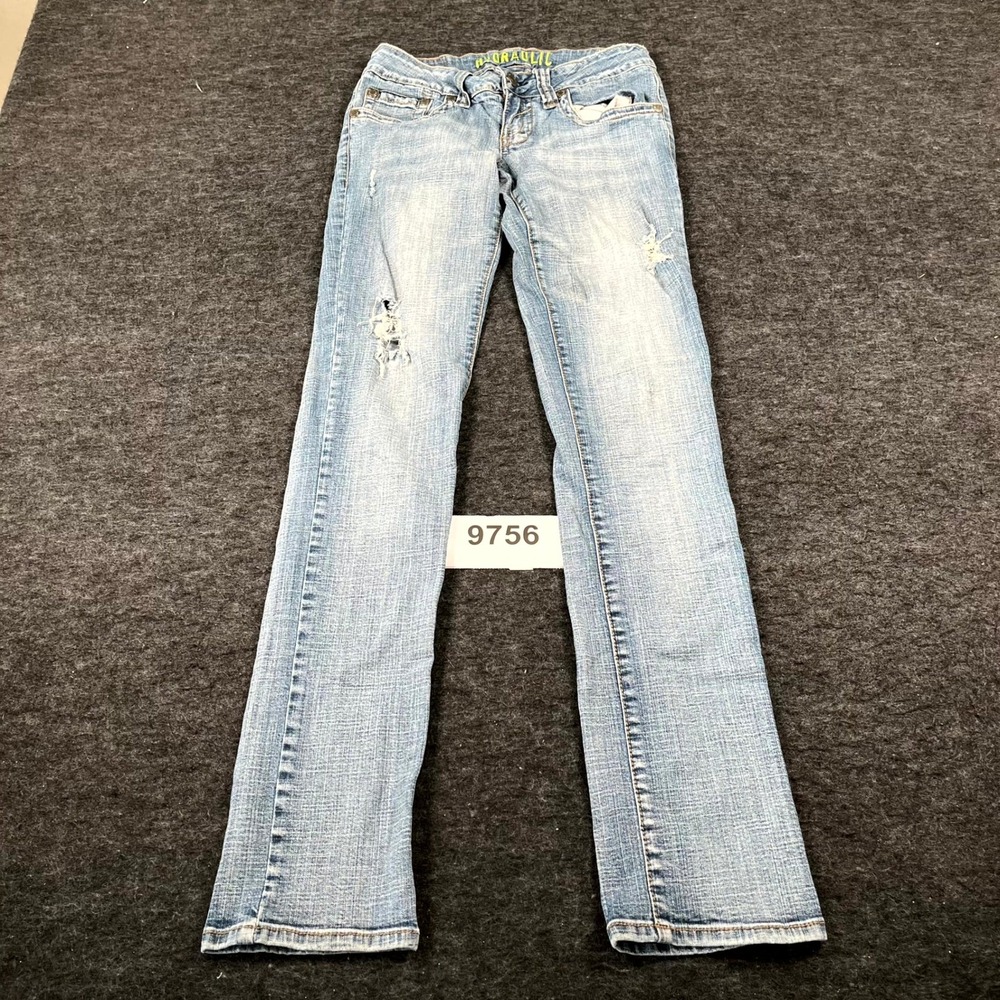 Hydraulic Extreme Slim Nikki Jeans Womens 7/8 Blue Denim Stretch Distressed